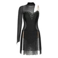 thumbnail image 3 of inlzdz  Latin Dance Dress Women Rumba Chacha Tango Single Sleeves Performance Clothing Latin Skirt Black XXL, 3 of 6