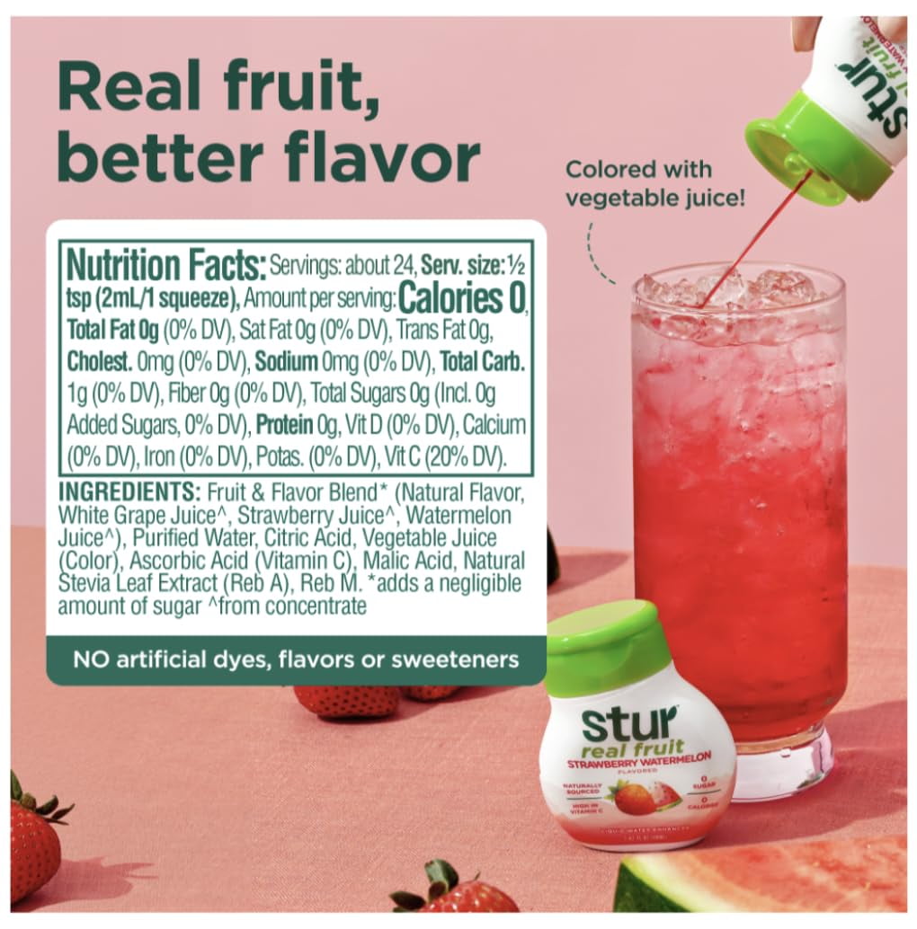 Stur Classic Real Fruit Liquid Drink Mix Variety Pack,Liquid Water Enhancer, Sugar-Free, 5 Pack