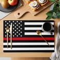 thumbnail image 2 of Red American Flag Placemats Set of 4, Black White Striped US Flag Stars Placemats for Dining Table, Place Mats for Kitchen Tabletop, Waterproof Wipeable Dining Table Mats Set, 2 of 9