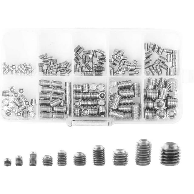 Jinsinto 200PCS Hexagonal Tête Vis Kit d'Assortiment 10 Types Hexagonales Vis de Râpe Ensemble M3 M4 M5 M6 M8 Acier Inoxydable Hexagonal Tête de Culasse Kit de Vis pour l'Utilisation en Magasin, Garage et Maison