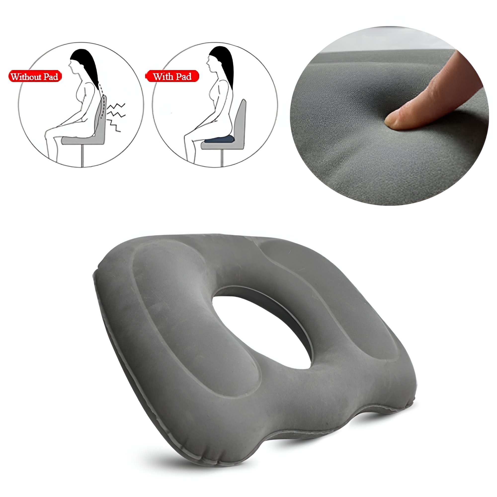 ELDORIX Inflatable Donut Cushion,Elderly Nursing Anti-Bedsore Seat Pad Hemorrhoids Seat Pillow,Tailbone Pain,for Wheelchairs Toilet Chair-Use in The Home,Car