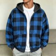 thumbnail image 2 of JIAYUE Men Zip Up Hoodie Stylish Plaid Color Block Oversize Long Sleeve With Pocket Sweatshirt Outerwear for Everyday Outings, 2 of 5