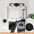 thumbnail image 4 of Jopath 24" Modern Black 4-Light Bathroom Vanity Light Fixture, Industrial Wall Sconce with Clear Glass Shades for Mirror, Bathroom, Bedroom, and Hallway (No Bulbs), 4 of 8