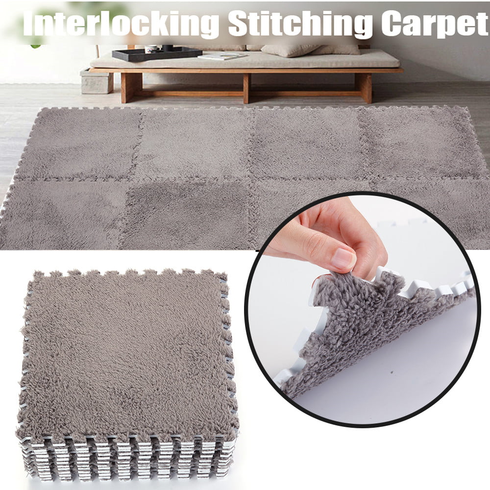 10pcs Interlocking Carpet Tiles, Plush Puzzle Foam Floor Mat, Thickened  Plush Foam Interlocking Floor Mat for Bedroom Classroom, Carpet Squares 24  X