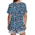 thumbnail image 4 of ALLLIST Women's Tops Pleated Short Sleeve V Neck Blouse Trendy Floral Blue Pullover for Women, 4 of 4