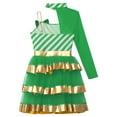 thumbnail image 6 of Haitryli Kids Girls Christmas Dance Dress Figure Skating Dress Candy Cane Striped Sequins Tiered Tutu Dress Green 14, 6 of 7