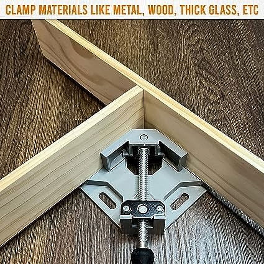 Single Handle 90 Degree Right Angle Clamp - Adjustable Aluminium Alloy Quick Grip Corner Clip Clamp Tool for Woodworking, Welding, Photo Frame and Other Projects - Grey (Pack of 2)