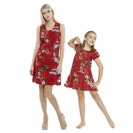 

Matching Hawaiian Luau Mother Tank Dress Daughter Muumuu Dress in Christmas Santa in Hawaii