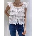 thumbnail image 1 of Summer New Design Sense Square Collar Ruffled Knitted Vest Women‘s White Embroidery Care Machine Hollow Shirt, 1 of 6
