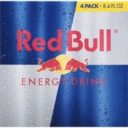 Red Bull Energy Drink, 80mg Caffeine, 8.4 fl. oz., Pack of 4 Cans