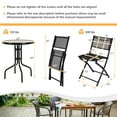thumbnail image 5 of Topbuy 3-Piece Patio Bistro Dining Furniture Set, Outdoor Patio Conversation Set with Round Black Tempered Glass Tabletop and 2 Folding Chairs, 5 of 9