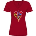 thumbnail image 3 of Inktastic Autism Awareness Heart Ribbon and Puzzle Pieces Women's V-Neck T-Shirt, 3 of 5
