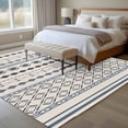 thumbnail image 4 of Bohemia Geometric Area Rugs 5x7 ft Beige Grey Blue Stripe Diamond Ethnic Style Washable Rug Non Slip Indoor Carpet Absorbent Floor Mat for Living Room Bedroom Dining Room, 4 of 9