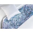 thumbnail image 3 of Floral Design Bed Runner, Grunge Themed Jungle Scene with Flowers and Leaves Pattern Art, Decorative Accent Bedding Scarf for Hotels Homes & Guest Rooms, Twin, Pale Ceil Blue Off White, by Ambesonne, 3 of 3