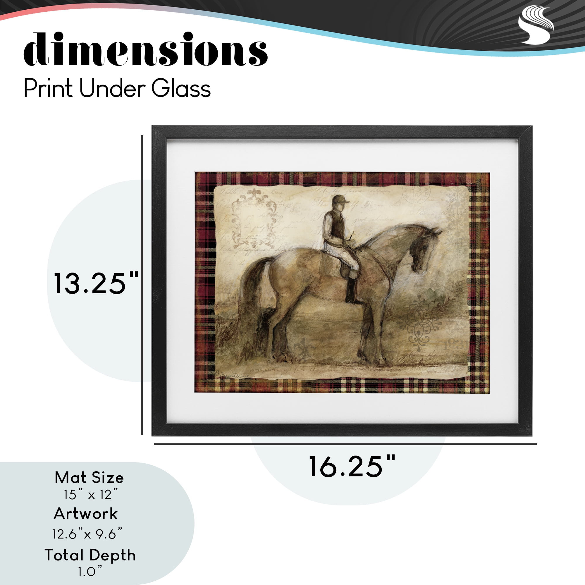Stupell Industries Horse With Jockey & Plaid Black Framed Print Under Glass, design by Susan Winget