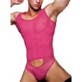 thumbnail image 3 of INCERUN Men's Transparent Sleeveless See Through Mesh T-back Jumpsuits Bodysuits, 3 of 8