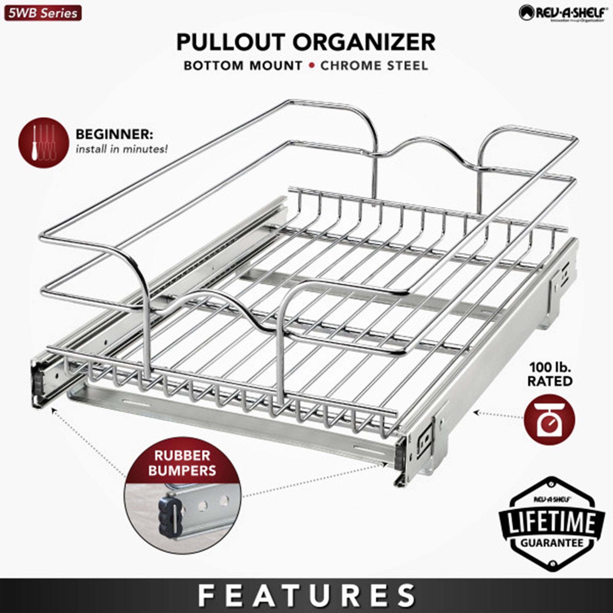Rev-A-Shelf Kitchen Cabinet Pull Out Shelf Organizer, 21 x 20 In,  5WB1-2120CR-1, 21 x 20 - Fry's Food Stores