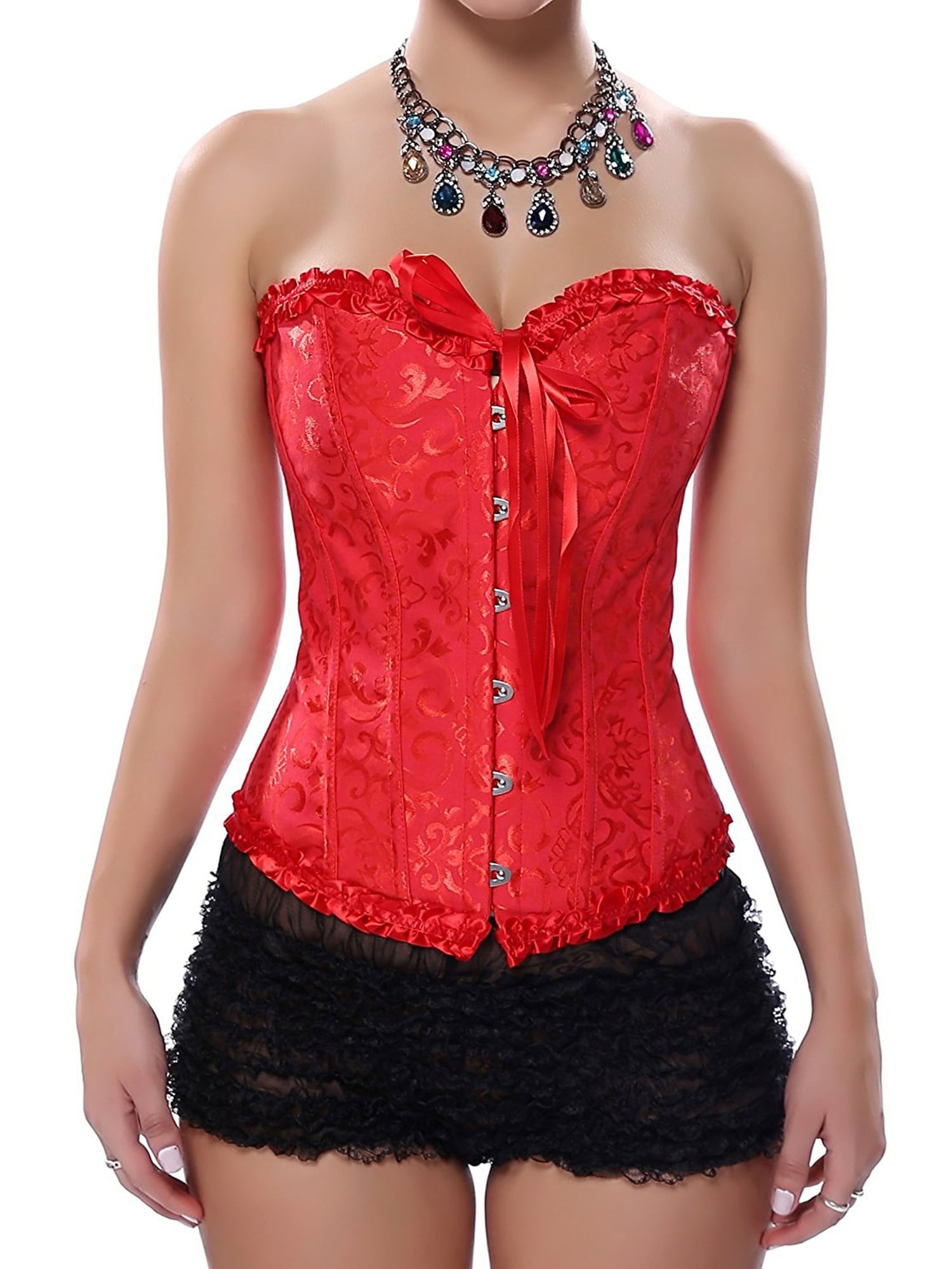 Sayfut Sayfut Fashion Women S Lace Up Boned Sexy Overbust Corset Bustier Plus Size Body Shaper