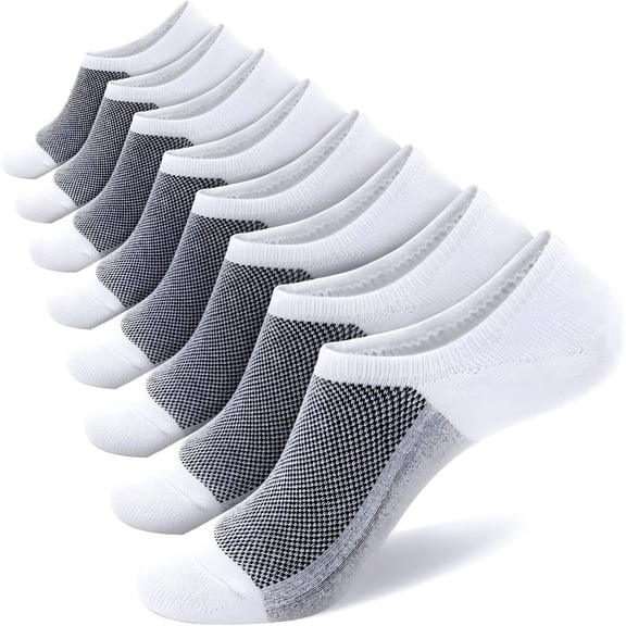 TELOLY Mens No Show Socks 8 Pairs Invisible Low Cut Cotton Socks Non Slip Short Socks Size 5-8/9-11/12-14