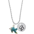thumbnail image 1 of Delight Jewelry Silvertone Blue Tropical Fish with Yellow Fins Silvertone Script Initial Disc - B - Charm Necklace, 20"+3", 1 of 4