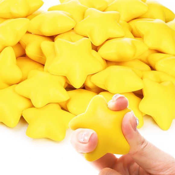 HLONK 50 Pieces Star Stress Balls Bulk  Mini Star Shape Squishes Toy for Kids and Adults  Stress Relief Balls for Party Favors  Birthday Party  Classroom Prizes