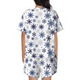 thumbnail image 6 of Uemuo blue Snowflake Prints Pattern Women's Short-Sleeved Pajama, Button-Front Loungewear, 2-Piece Summer Sleepwear, Elastic Drawstring Shorts-4X-Large, 6 of 7