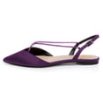 thumbnail image 2 of FSJ Women Closed Pointed Toe Rhinestone Strappy Slingback Flats Adjustable Buckle Sandals Comfortable Dress Shoes Size 8 Purple, 2 of 5