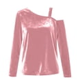 thumbnail image 6 of Velvet Tops for Womens Trendy Elegant Long Sleeve Off Shoulder Shirts 2026 New Years Holiday Party Wedding Outfits, 6 of 8