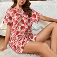 thumbnail image 4 of "Wukai Cute Strawberry Women's Pajama Set - Short-Sleeve Top and Shorts with Elastic Waistband and Pockets for Loungewear, Yoga, and Casual Wear-Large, 4 of 8
