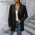 thumbnail image 3 of QUYUON Plus Size Womens Cardigan Sweaters Sale Long Sleeve Long Sleeve Open Front Cardigan Polyester Lace Cardigan Women Cardigan Jacket Style Q-7386 Winter Knit Sweater Outerwear Coat Black L, 3 of 5