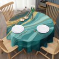 thumbnail image 3 of Teal Gold Marble Pattern Round Tablecloth 60"x60",Wrinkle Wipeable Table Cloth for Kitchen Dining Room Picnic Patio Party, 3 of 6