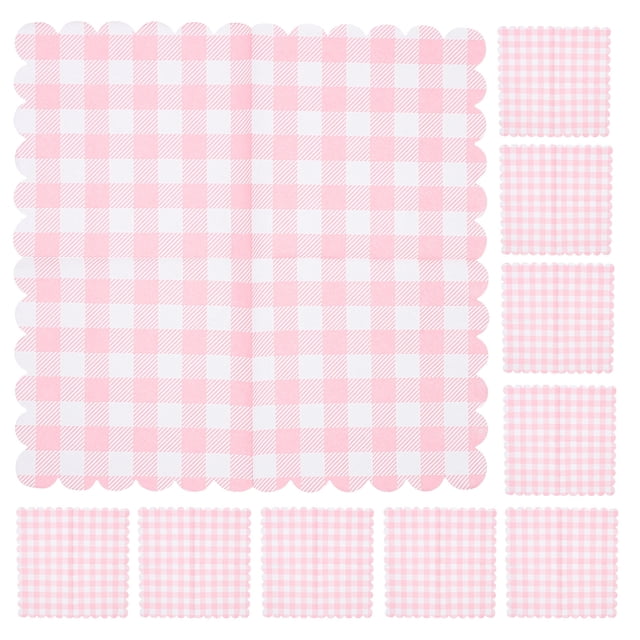 Minkissy 100 Pcs Pink Gingham Paper Napkins High Absorbency Elegant Design For Bridal Shower And Events