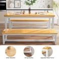 thumbnail image 7 of Baxluxe Dining Table Set, Rectangular Dining Table with Bench Set, Dining Table Set for 2-4 for Apartment, Kitchen and Dining Room, Beige, 7 of 7
