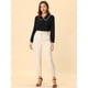 thumbnail image 2 of Blusa de Gasa Allegra K con cuello Peter Pan de Manga Larga y botones Decorativos Negro S, 2 of 6