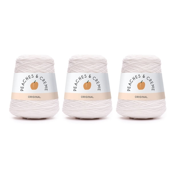 Peaches & Crème Cones Medium 100 Cotton White Yarn, 674 yd (3 Pack