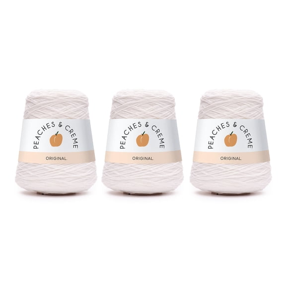 Peaches & Creme™ Cone #4 Medium Cotton Yarn, White 14oz/400g, 674 Yards (3 Pack)
