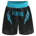 thumbnail image 2 of Hansber Kids Boys Sequin Applique Shiny Letter Printed Boxer Kickboxing Training Shorts Side Split Satin Hot Pants Black&Light Blue 10, 2 of 6