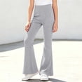 thumbnail image 6 of Mooqilaa Girls Flare Leggings Size 9-10 Years, High Waist Ribbed Knit Stretchy Casual Flare Pants Gray, 6 of 7