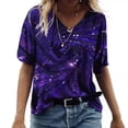 thumbnail image 2 of Birdeem T-Shirt à Col en V pour Femmes, Mode Décontractée, Grande Taille, Imprimé de Fleurs Pittoresques, 2 of 8