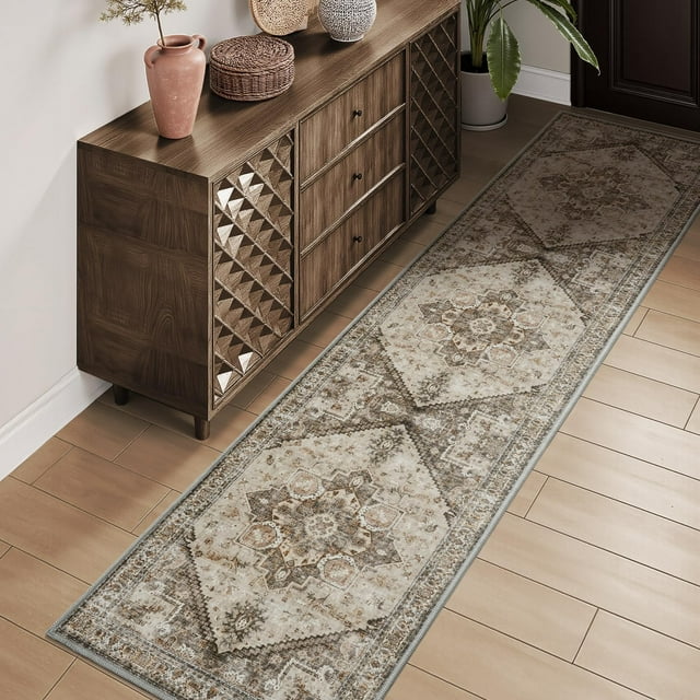 x Area Rugs for Living Room Rug Bedroom Carpet Washable Vintage Traditional Dark