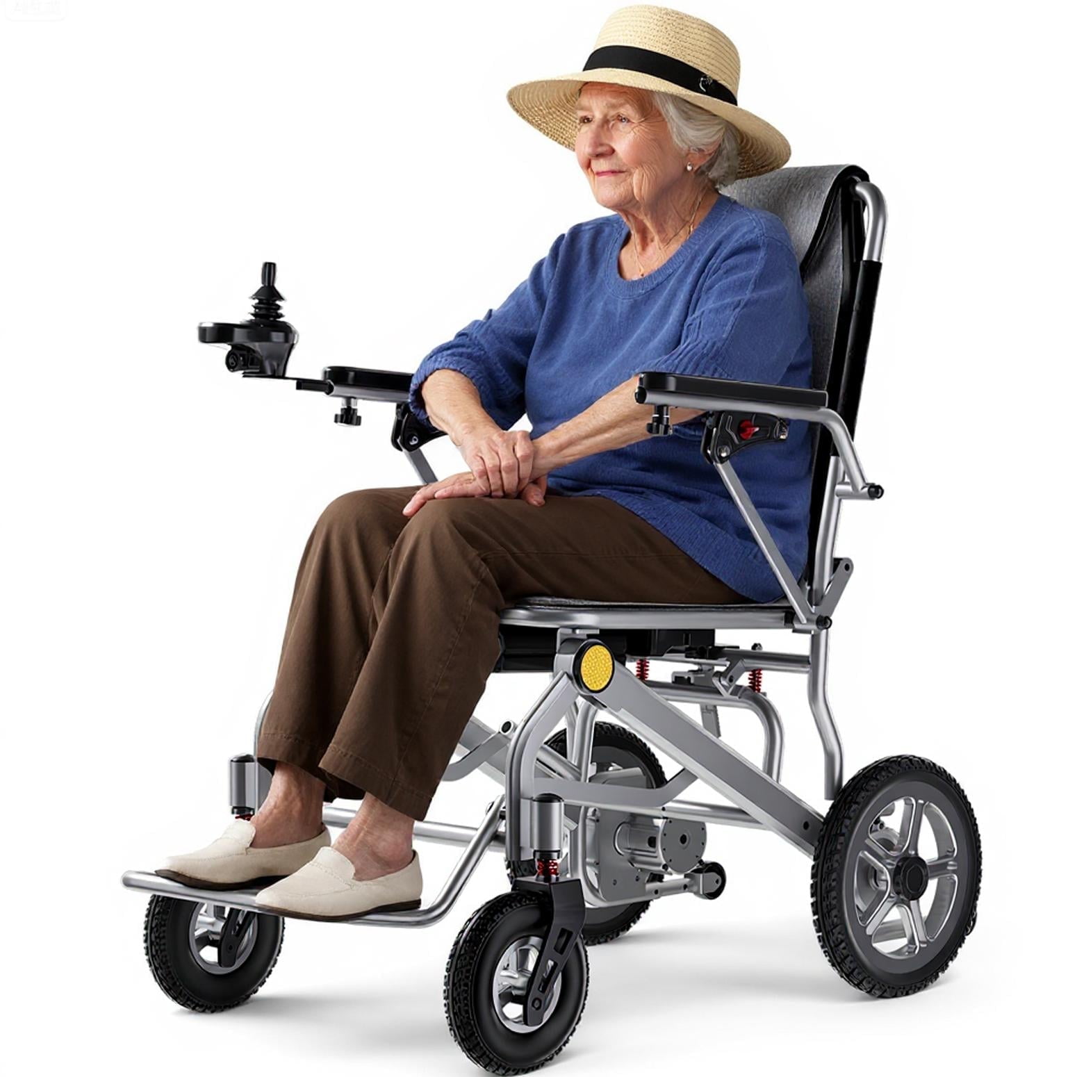 COOLHUT 33lbs Folding Electric Wheelchair, Motorized Wheelchair with Safety Features, Lithium Battery, Ideal for Seniors & Travel