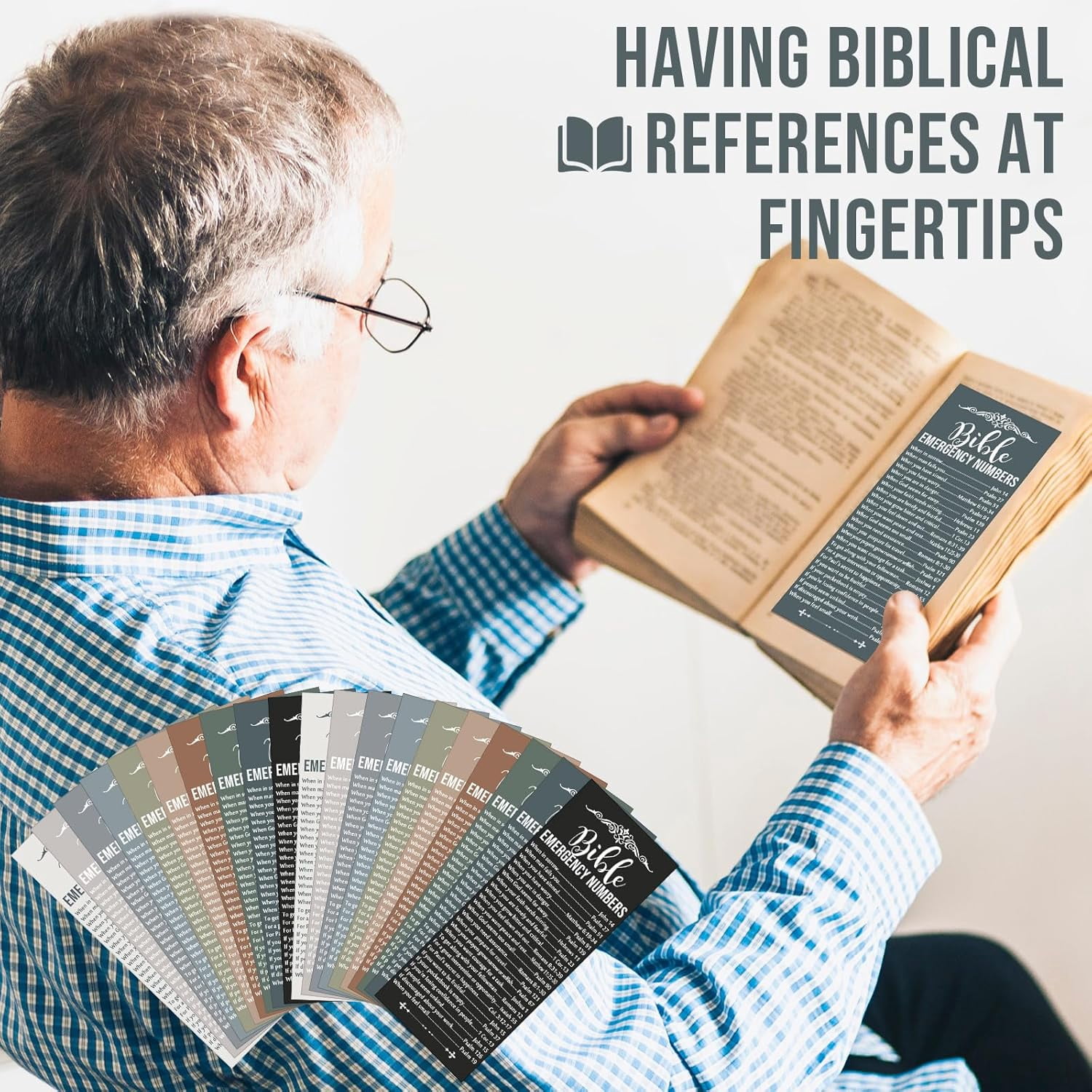 100 Pcs Christian Bible Verse Emergency Numbers Bookmark Christian Church Gift 2.36 x 6'' Religious Books of The Bible Bookmark for Women Men Catholic Retreat Sunday School(Morandi)
