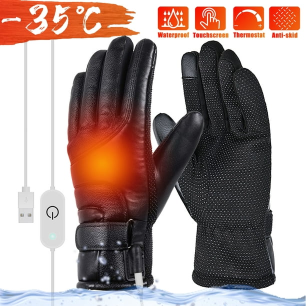 USB Heated Gloves Winter Waterproof Windproof Touch Screen Antiskid Heating  Glove For Men Women Outdoor Sports Motorcycle Riding Skiing Climbing 