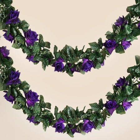 Silk Greenery Stems BalsaCircle 6 ft 3D Chain Silk Roses with Greenery Garland - DIY Home Wedding Arch Mantel Party Home Decorations ()