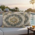 thumbnail image 4 of Blue Yellow Boho Outdoor Waterproof Pillow Covers, Ethnic Vintage Southwestern Geometric Decorative Rectangle Throw Pillowcase Sofa Cushion Sham for Patio/Couch/Chair, 20"x12" 2 Pack, 4 of 8