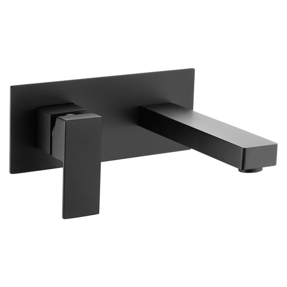 sumerain Matte Black Bathroom Faucet, Single Handle Wall Mount Sink Faucet and Rough in Valve Included, Left-Handed Design