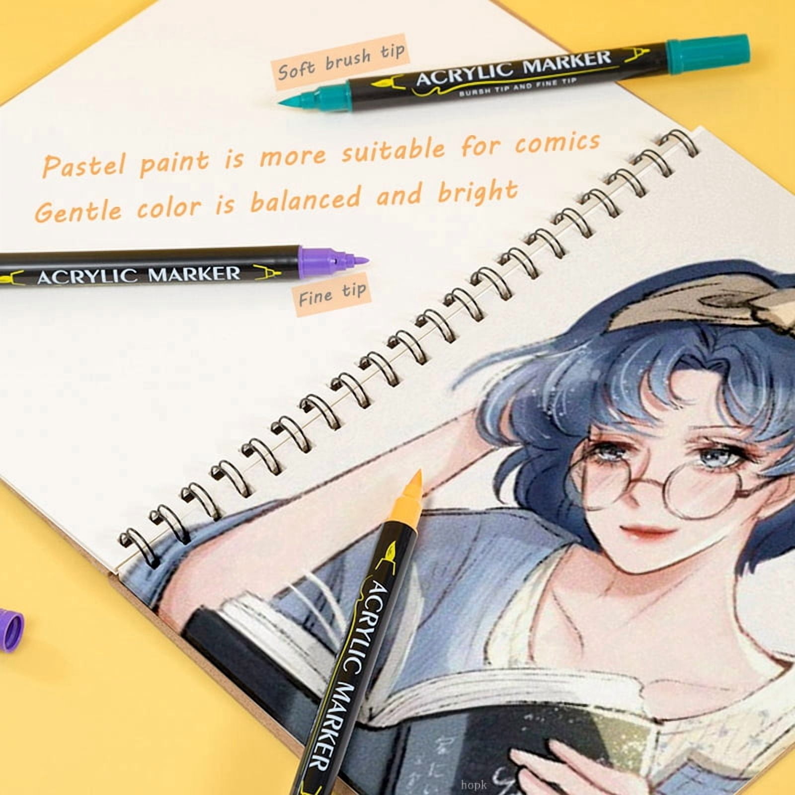 Dual Tip Acrylic Paint Pens, Extra Fine Tip and Brush Markers for Rock Painting Stone Wood Slices Ceramic Christmas Decorations Supplies