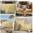 thumbnail image 3 of 2 Pack Outdoor Waterproof Throw Pillow Covers,Yellow Bohemian Geometric Texture Decorative Square Patio Pillowcases for Chair Couch Sofa 16x16in, 3 of 9