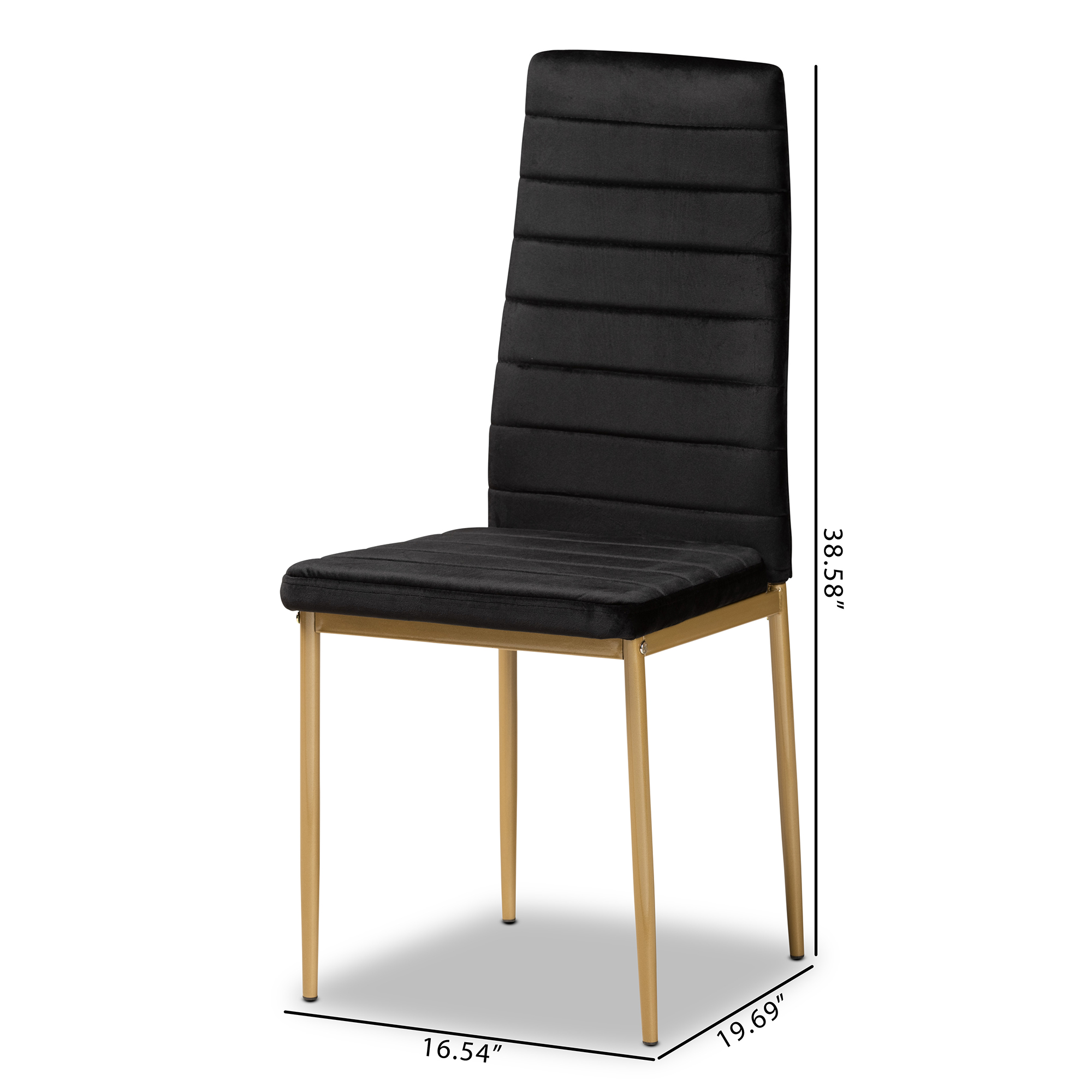 Baxton Studio Armand Dining Chair, Set of 4, Black and Gold
