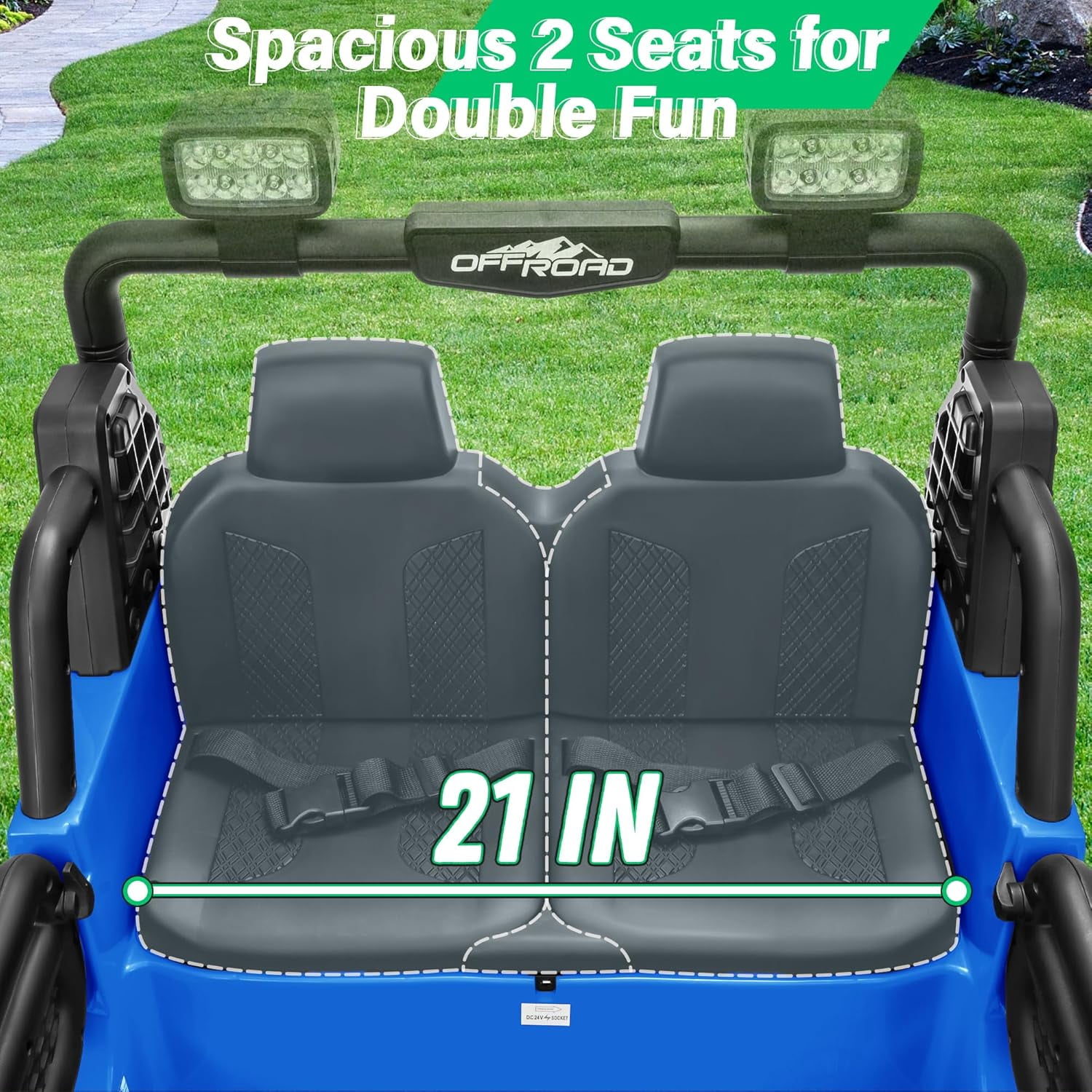 HappyToysWorld Kids Ride On Car 24V with Parent Remote Control, 2-Seater Electric Toy Truck for Big Boys & Girls, 4 Shock Absorbers, 3 Speed Modes, 24 Volt Battery Powered Vehicle
